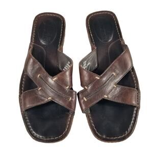 Timberland Brown Leather Smart Comfort Strappy Sandals Slip On 7 M